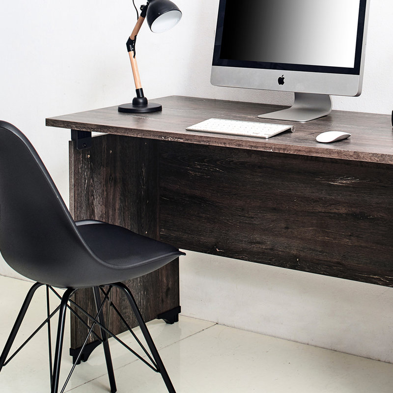 Rustic Gray Workstation Desk - To Water Damage & Heat, Stain Scratch Protected, E0 Graded Solid Wood, 2X Thicker Edge Banding, Made In Urban Writing For Heat , Board, ,