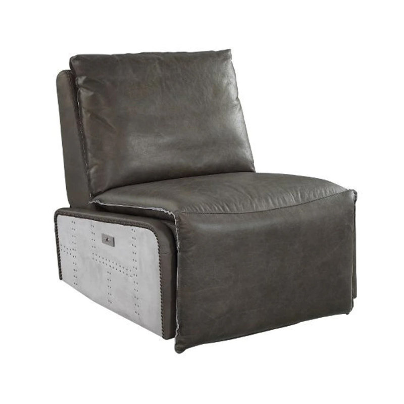 Power Recliner With Leather Upholstery And Padded Seating