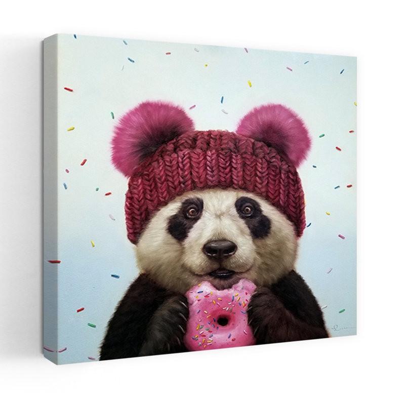 First Bite Contemporary Panda Urban Winter Art, 18" H x 18" W