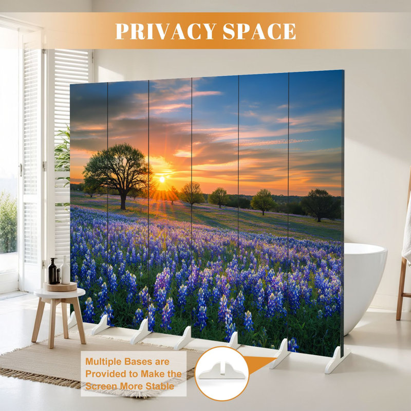 Cloison pliante 6 panneaux paravent Royal Texas, 6, 71" H x 96" W x 1" D