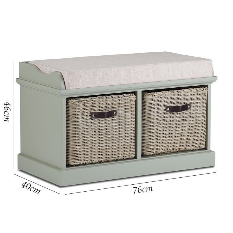 Anise Upholstered Storage Bench, Sage Green/Brown