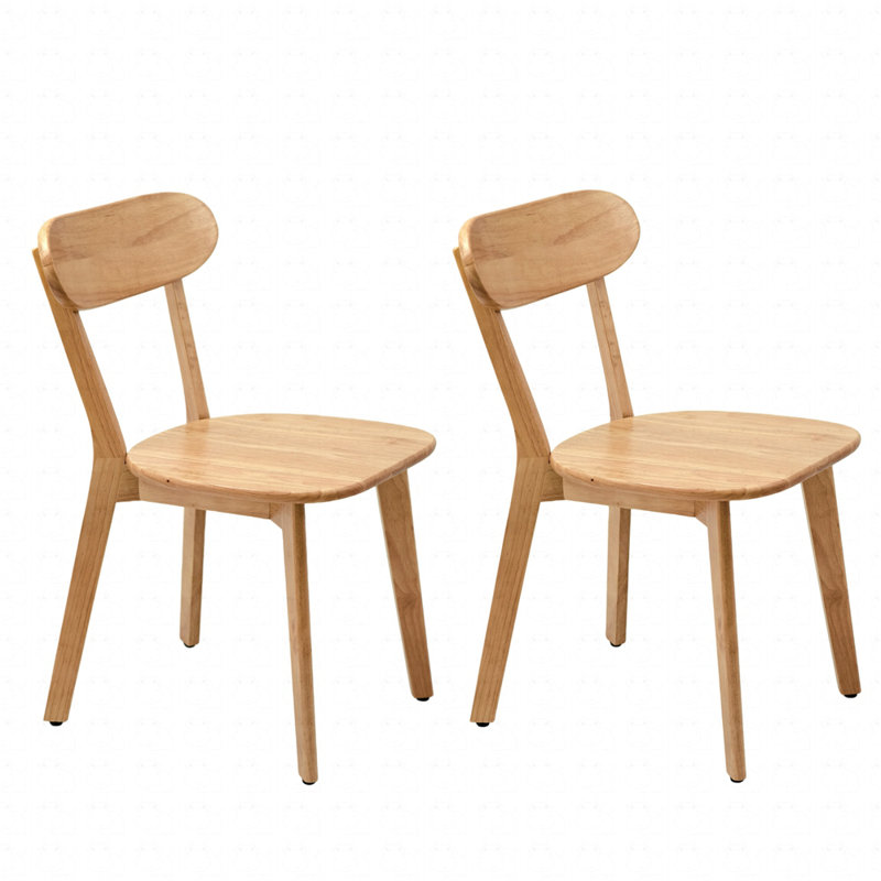 Natural Solid Wood Dining Chairs Set of 2, Wood