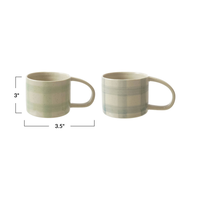 Ensemble de grandes tasses en grès peintes à la main