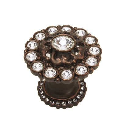 Poignée ronde multi-cristaux Caché avec plateforme halo et cristal transparent Swarovski