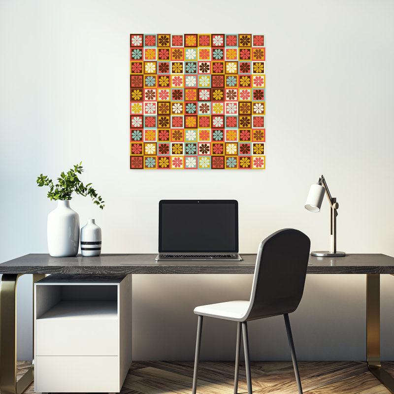 Art contemporain contemporain abstrait géométrique, H 18 po x l 18 po