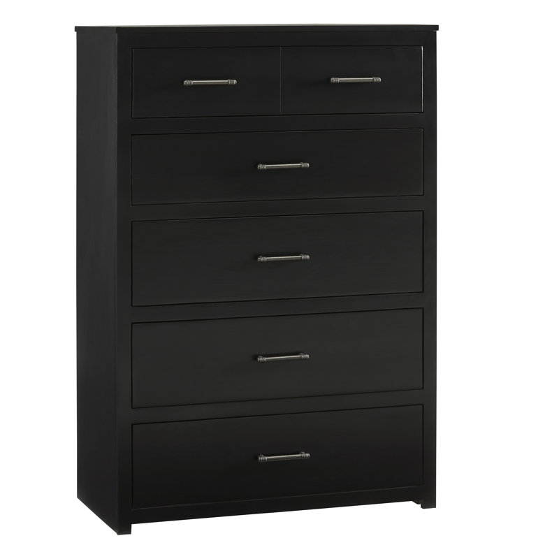 Transitional Black 5-Drawer Chest