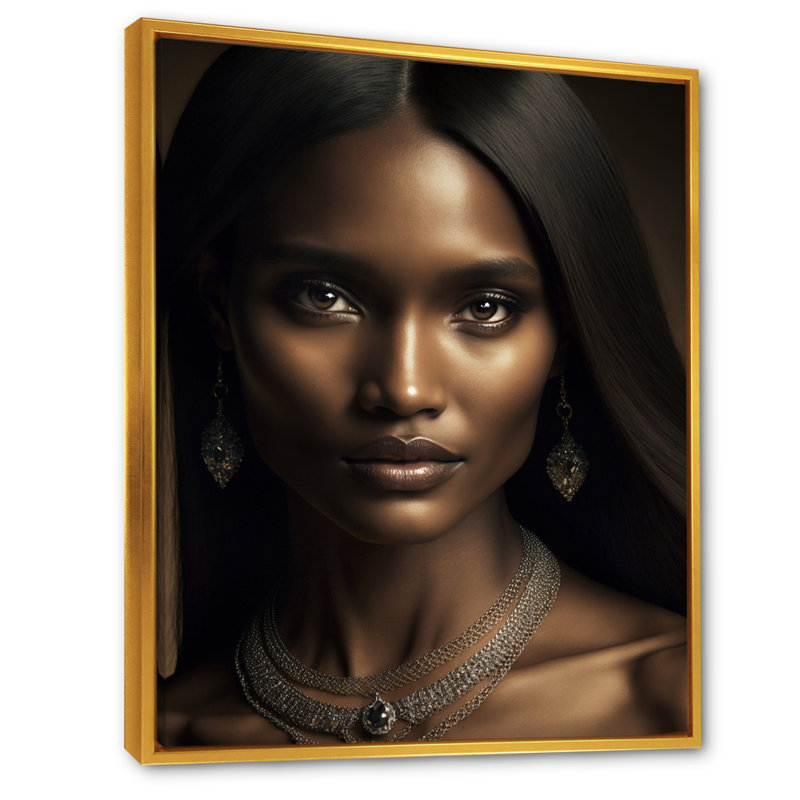 Magnifique portrait de latina sur toile, H 44 po x l 34 po x P 1,5 po, Cadre flottant doré
