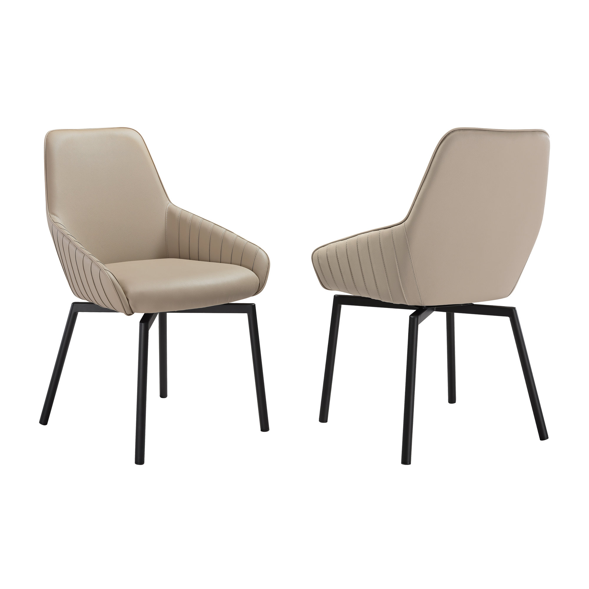 George Oliver Jimm Swivel Modern Dining Chairs in Faux Leather ...