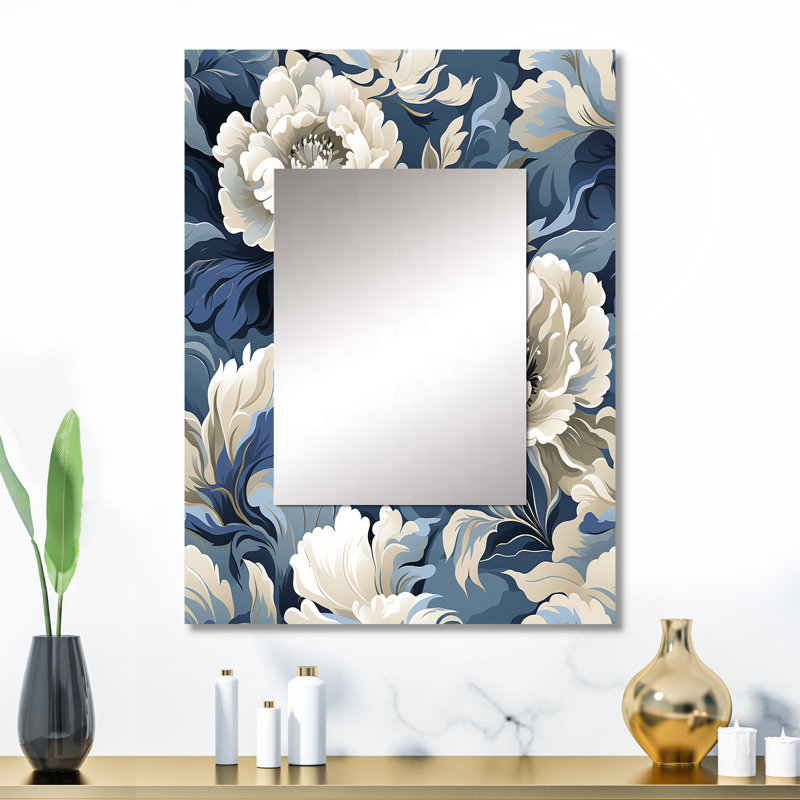 Agrim Victorian Stealth - miroir floral, miroir mural décoratif de campagne, art en métal imprimé, 32 po x 24 po