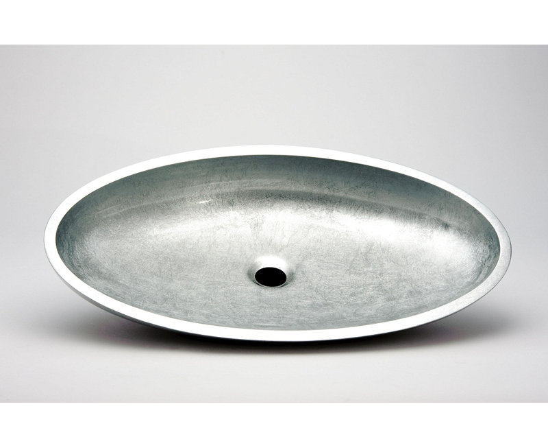 Vetro Freddo 25.6'' L Bathroom Sink, Silver Leaf