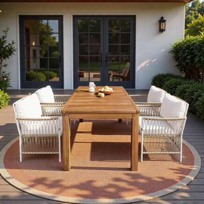 Ensemble de salle à manger 7 pièces pour patio avec table rectangulaire l 67 po et 6 chaises en rotin