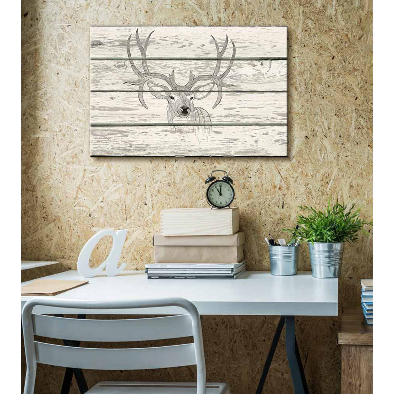 Dessin de contours d'animaux de bois de cerf cerf, H 12 po x l 18 po