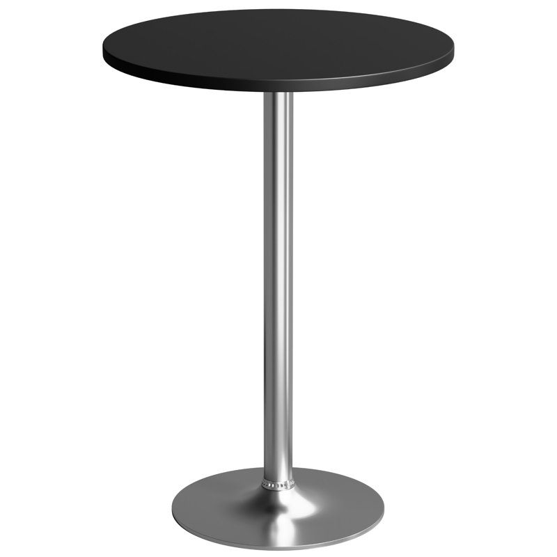 39.5" Pedestal Height Dining Tables, Round Bistro Bar Tables, Black, Silver