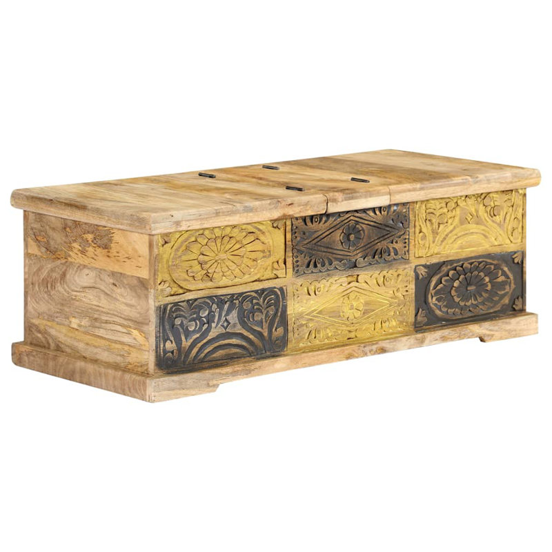 Keyser Solid Wood Block Coffee Table with Storage