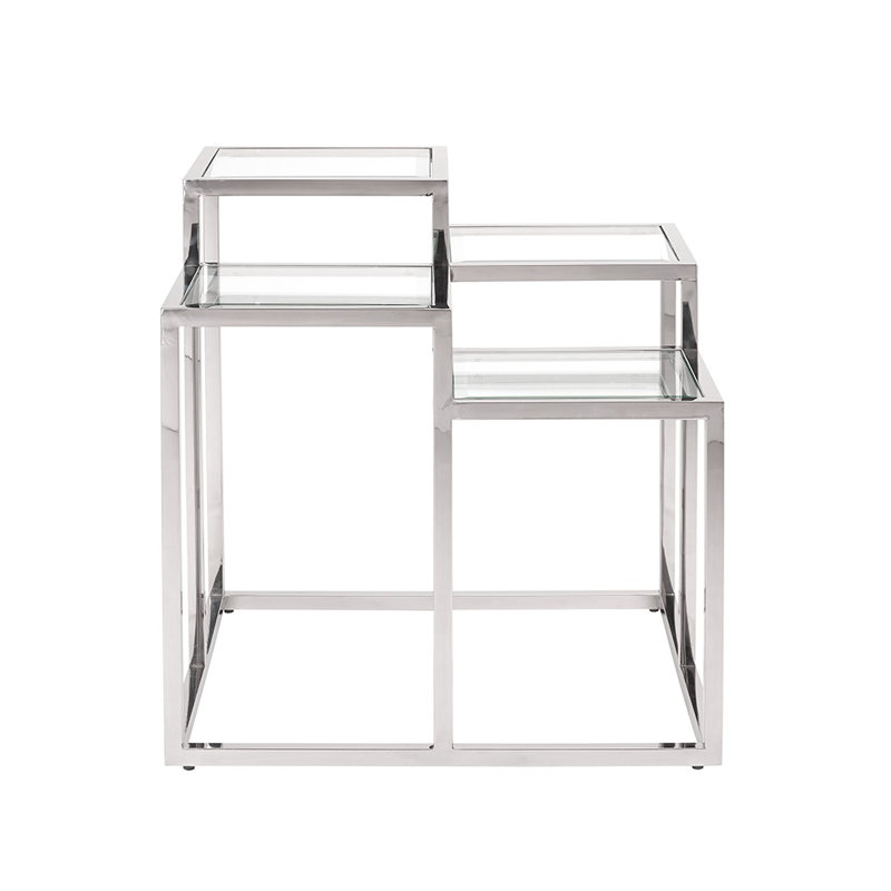 Glass Top End Table, Silver