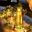  Guirlande de Noël à DEL, guirlande de fruits rouges, guirlande de pins, décoration d'aiguilles, fils de cuivre, décoration de fenêtre, lumières des Fêtes