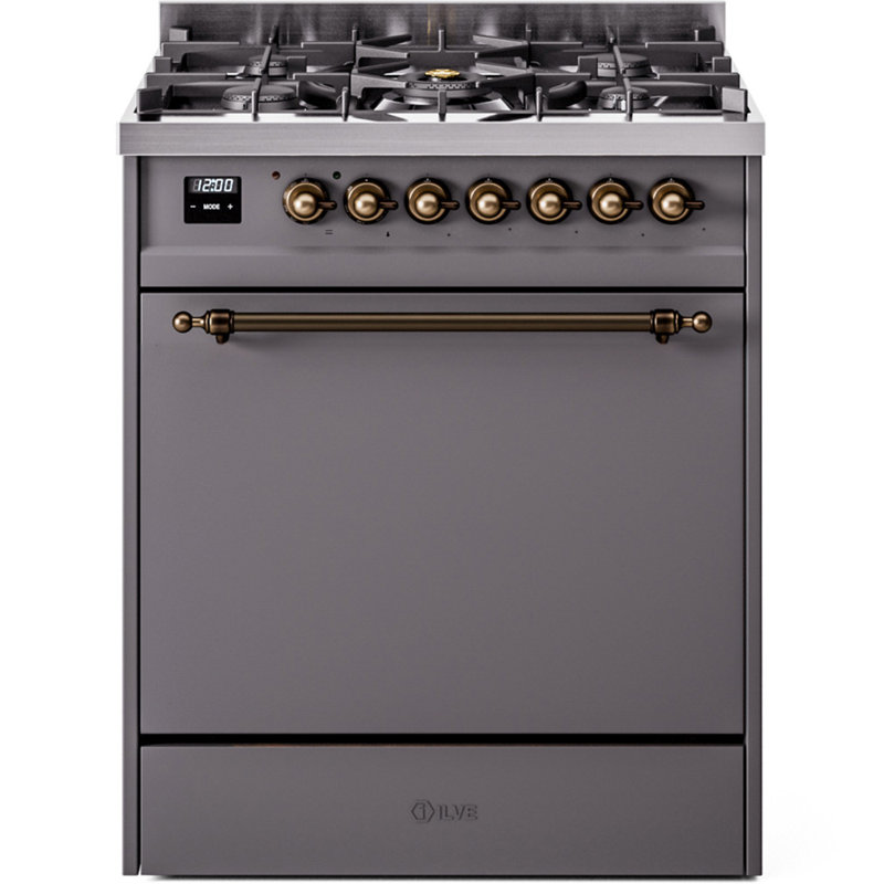 ILVE Nostalgie II 30 in Dual Fuel Range, Liquid Propane, Graphite Matte/Bronze