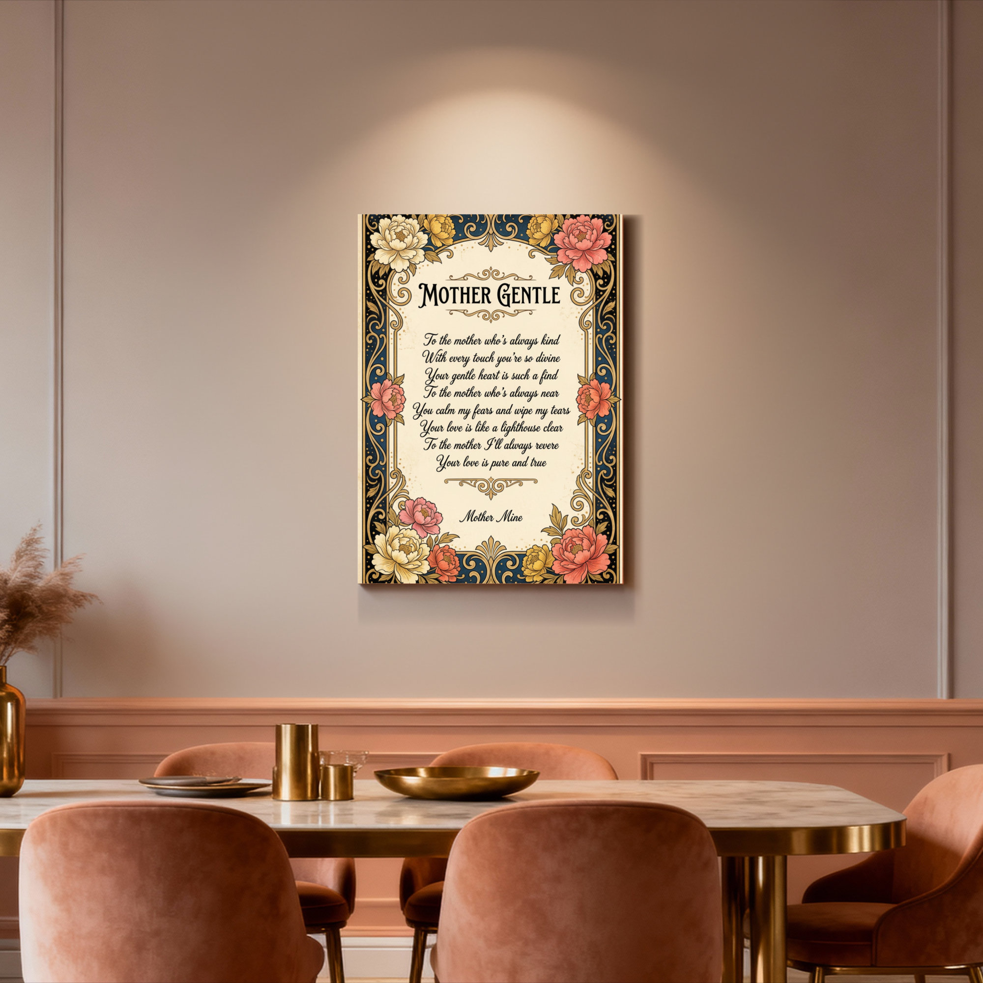 Astoria Grand Floral Ornate Frame Mother Gentle Poem Canvas Wrapped ...