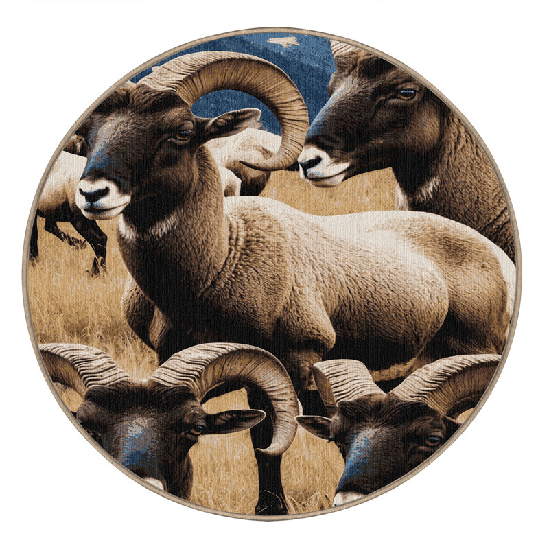  Tapis lavable Bighorn Sheep, Rond 4 pi