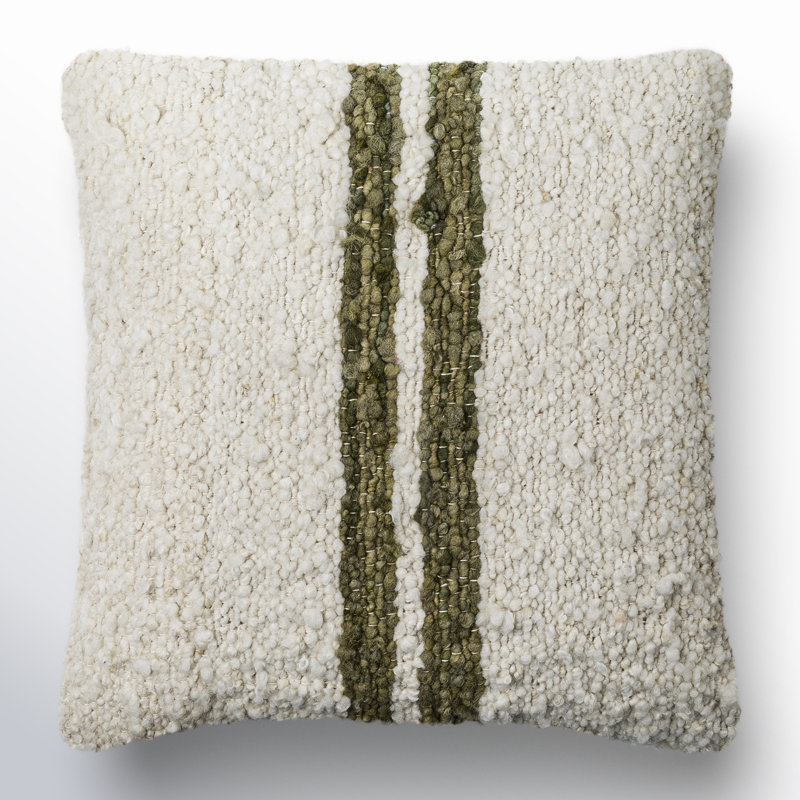 Alivia Striped Throw Pillow, Olive Green, Polyester/Polyfill, 20" x 20"