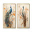 Paon fantaisie rétro en fleurs enchantées - paon, ensemble de 2 reproductions d'art sur toile-2145720031-2145720029