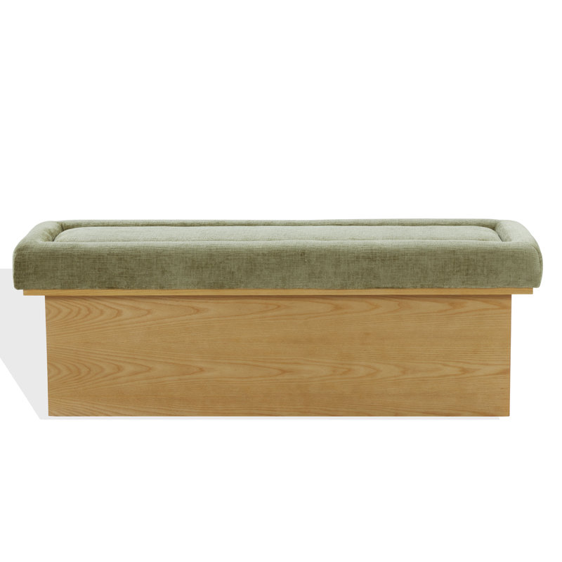 Banc en chenille et bois Trudy, Vert olive