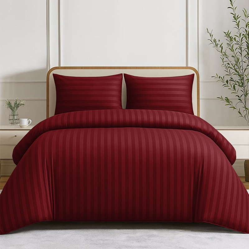 Striped 4-Piece Microfiber Bedding Set, Duvet Cover, Fitted Sheet & Pillowcases , Single Duvet Cover + 2 Additional Pieces