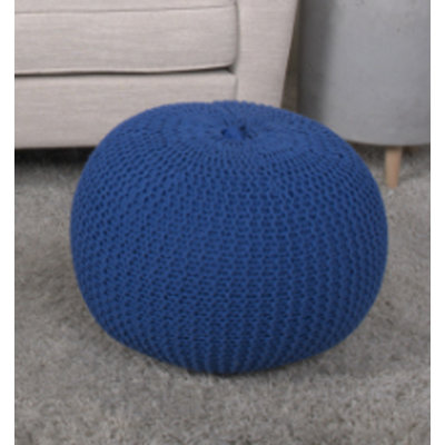 Pouf rond en coton Bordeaux, bleu marine