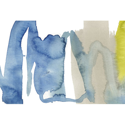 Indigo & Citron I by Jennifer Goldberger - Painting on Canvas