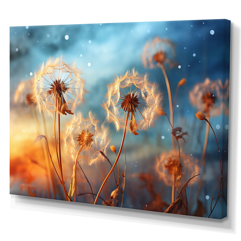 «Blue Dandelion Dancing In The Morning I», reproduction sur toile, H 34 po x l 44 po x P 1,5 po, Toile tendue