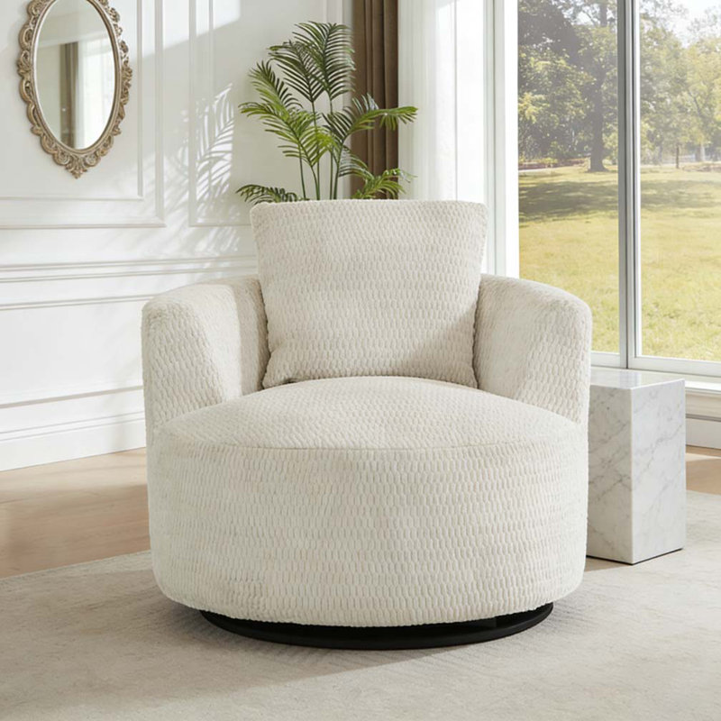 Fauteuil d'appoint pivotant à 360 ° compressible, Crème