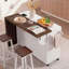 Îlot de cuisine 102,3 po avec table de salle à manger extensible, chariot d'îlot roulant avec armoire de rangement-77503313