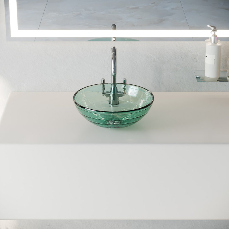 The Renovators Supply Inc. 12'' Tempered Glass Circular Bathroom Sink