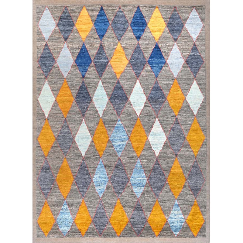 Moroccan Collection, Transitional One-of-a-Kind Rectangle 8' X 11'4" Hand Knotted Area Rug