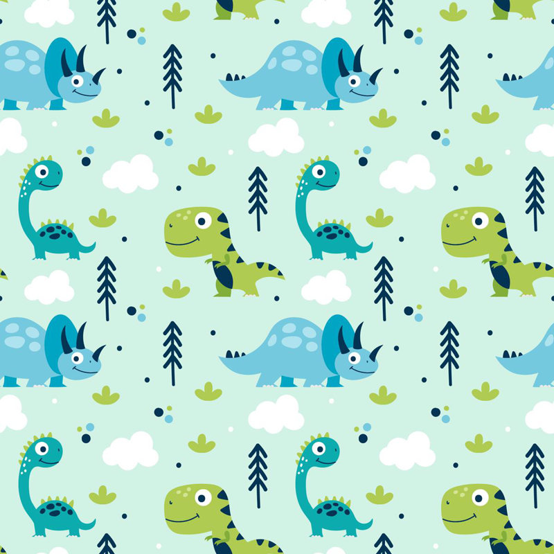 Papier peint à peler et coller L 96 po x l 24 po Dinosaurs Little N04244
