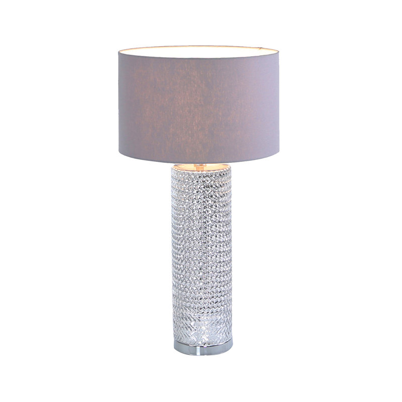 Julia Luxury Table Lamps for Living Room, 60cm Bedside Buffet Lamp with Glass Base and Linen Shade