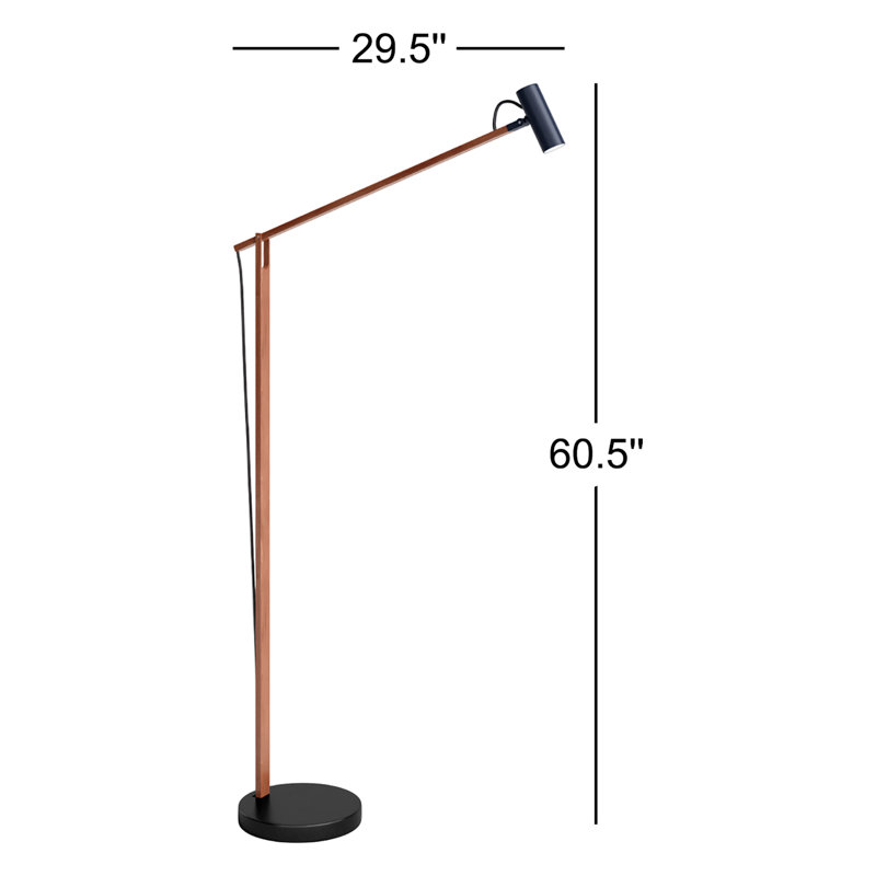 Lampe de travail DEL sur pied 61 "Dalila, Bois de noyer / noir