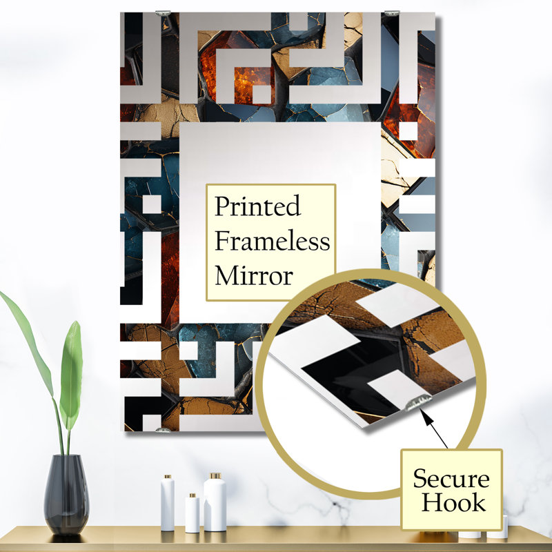 Cubic Mosaic Tiles III - Grand miroir mural à carreaux abstraits MIR137130, 40 po x 30 po
