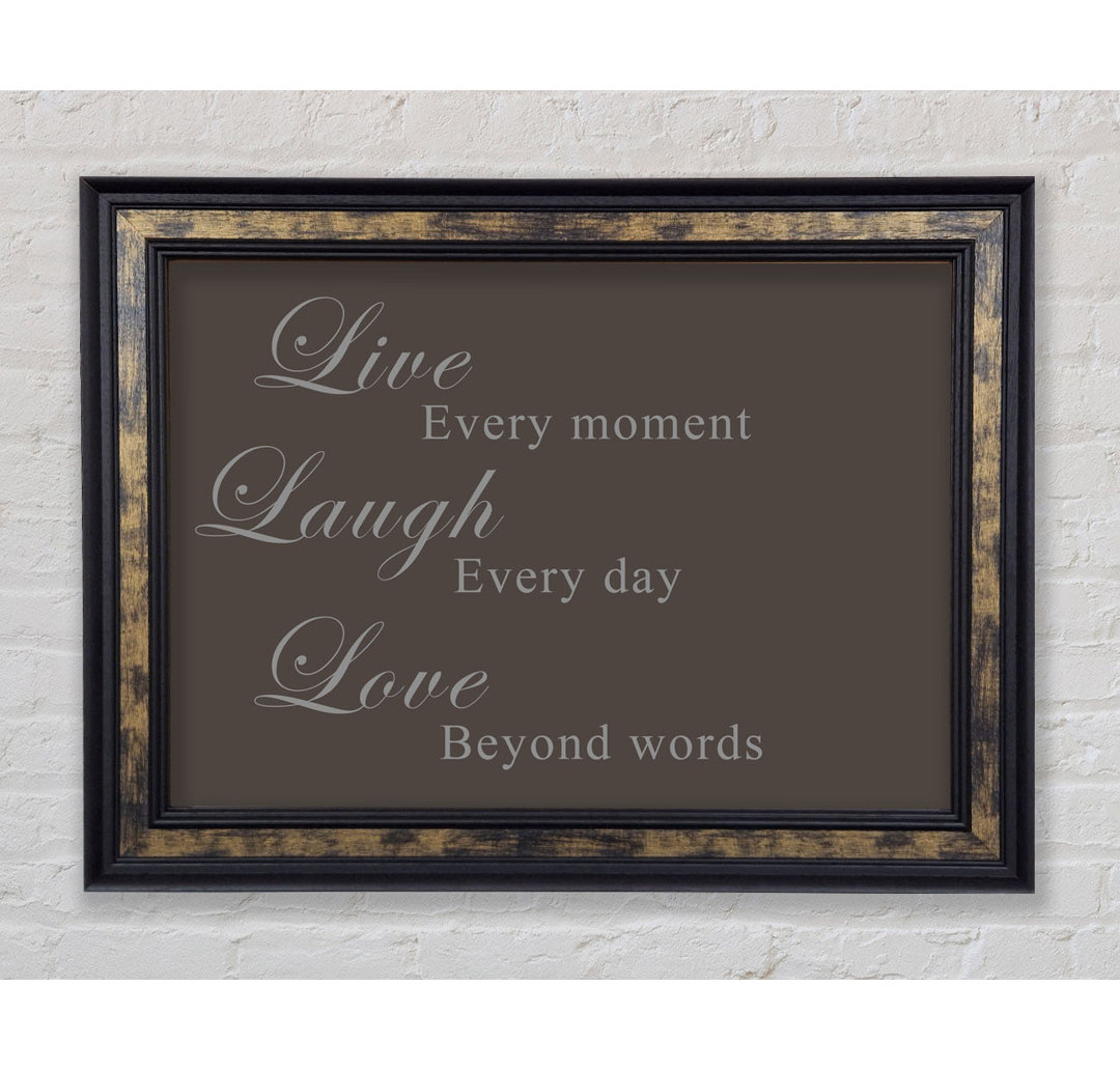 Gerahmtes Leinwandbild Love Quote Live Laugh Love White