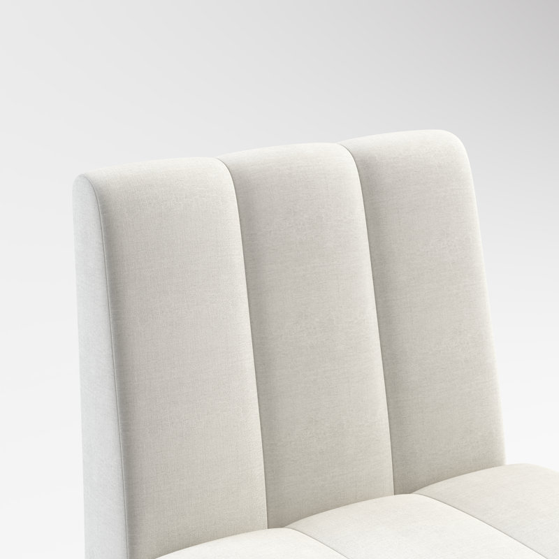 Bousquet Pet Friendly Upholstered Dining Chair With Casters Luxurious Chenille Fabric Easy To Move And Floor Friendly, Cream
