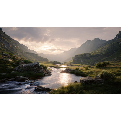 Alpine Valley Stream Wrapped Canvas Wall Art