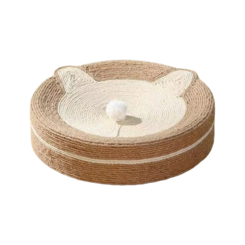 Lit rond en sisal Hawes avec une tête de chat et un nid douillet