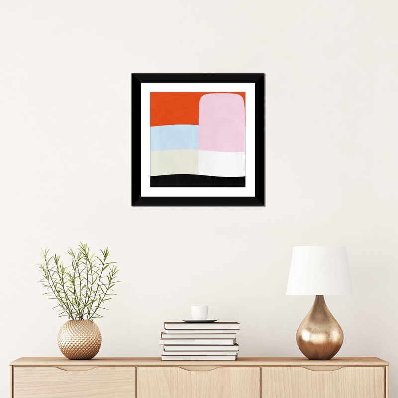 Albree Modern Spumoni, impression sur toile, H 16 po x l 16 po x P 1 po, Papier beaux-arts encadré noir, Blanc
