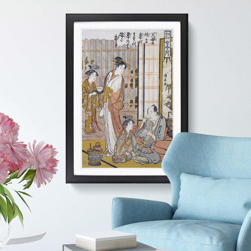 Forgetting Filial Piety by Torii Kiyonaga - Framed Print, 65cm H x 48cm W x 2cm D, Black Framed