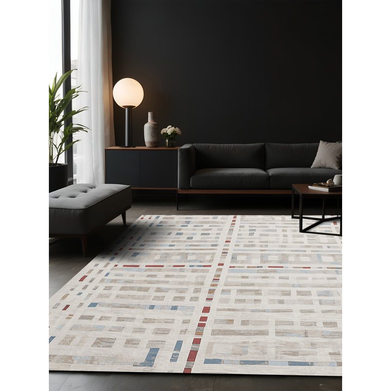 Tapis gris soyeux et moelleux, Carré 6 pi