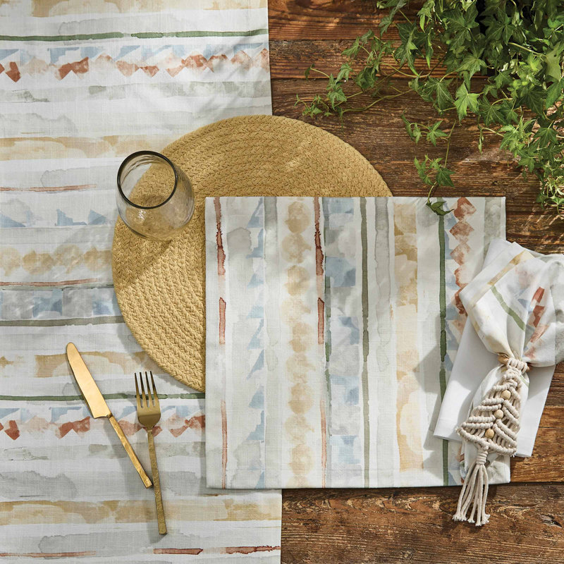  Everly Stripe Abstract Pastel Table Runner 15" x 72"