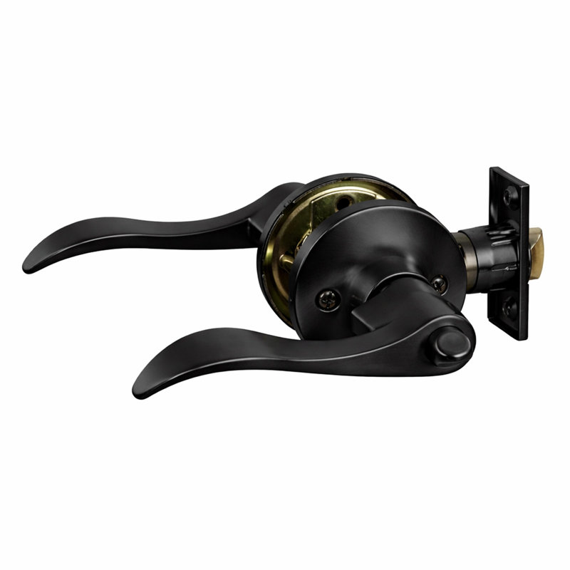 Stratford Satin Nickel Keyed Entry Door Lever with Universal 6-Way Latch, Matte Black
