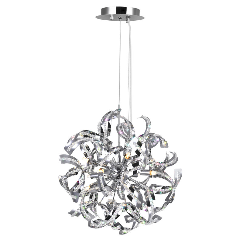 Lustre DEL à 18 lumières, 29 pouces, finition chromée pour salle à manger, salon, vestibule et chambre à coucher