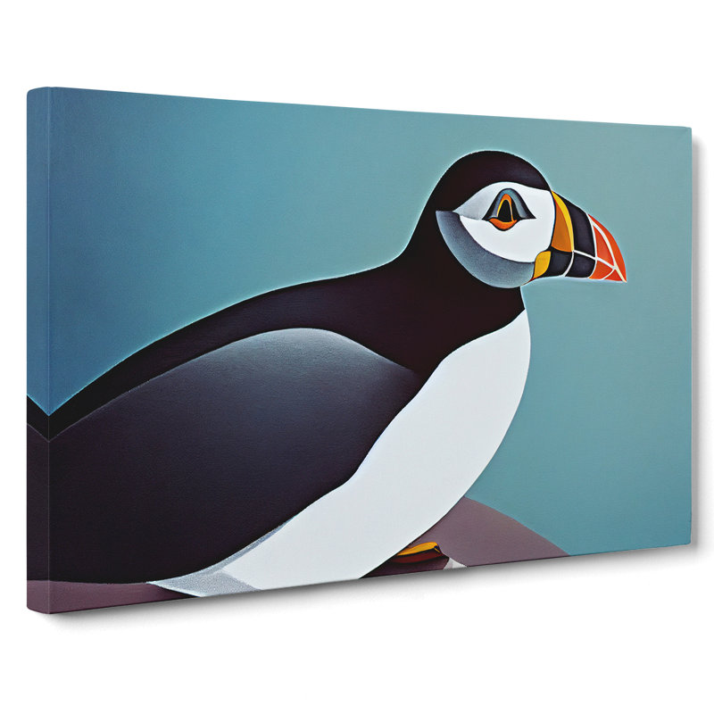 Delightful Puffin Bird - Wrapped Canvas, 40cm H x 60cm W x 3cm D