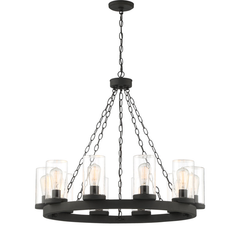 Knowle 10 - Light Dimmable Outdoor Ceiling Lighting Wagon Wheel Chandelier